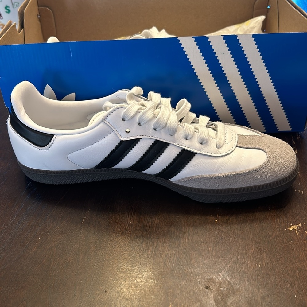 White Adidas Sambas, Worn Twice, Cleaned! - image 3